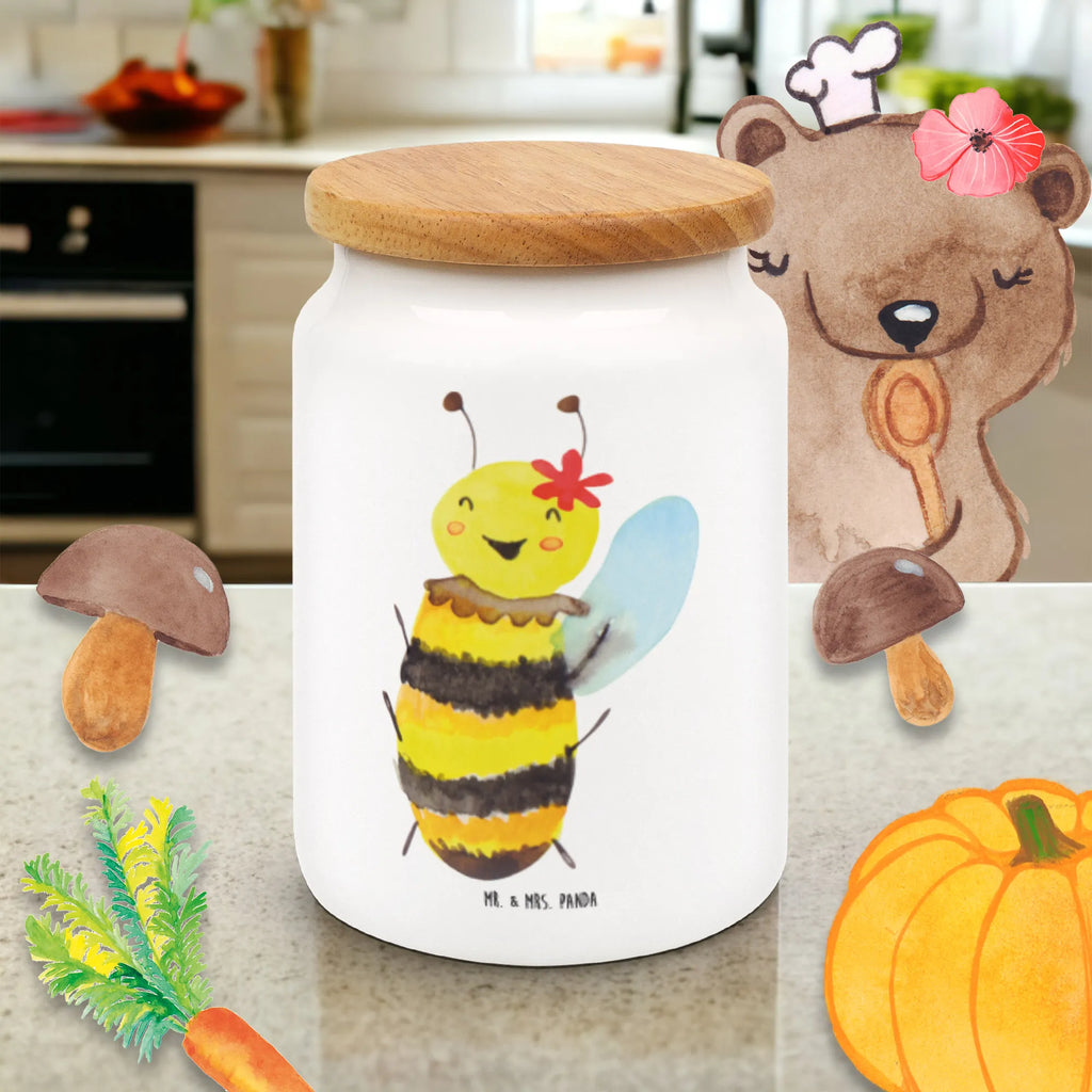 Storage jar bee happy canister, snack jar, cookie jar, kitchen canister, food storage container, preservative jar, treat jar, kitchen storage solutions, storage jar, airtight container, bulk food storage, pantry storage, ceramic jar, Bee, wasp, bumblebee