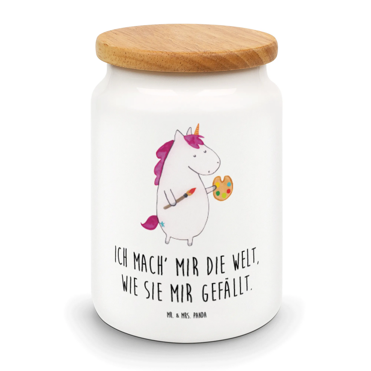 Storage jar unicorn Artist Biskuitdose, salzdose, Lebensmittelbehälter, vorratsbox, aufbewahrungsbehälter, leckerlidose, Aromadose, Teedose, müslidose, Aufbewahrungsdose, Frischhaltedose, Kaffeedose, Vorratsbehälter, Keksdose, Dose, bonbondose, Snackdose, behälter, Vorratsdose, tee behälter, gebäckdose, vorratsgefäß, keramikdose, zuckerdose, Unicorn, Einhorn, Einhörner, Einhorn Deko, Maler, Zeichnen, Farbe, Englisch, Geschenk, Malen, Stift, Artist, Pinsel, Künstler, Welt