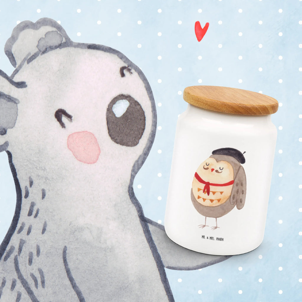 Storage jar Owl France snack jar, cookie jar, ceramic jar, bulk food storage, airtight container, kitchen storage solutions, storage jar, canister, pantry storage, food storage container, treat jar, kitchen canister, preservative jar, owl, forest animal, bird, nocturnal, gift ideas, birthday present, illustrated, funny, romantic gift, owl decor, Say French, Owls, hibou, Owl, Say beautiful, France, Owl decoration, Life is beautiful, La vie est belle