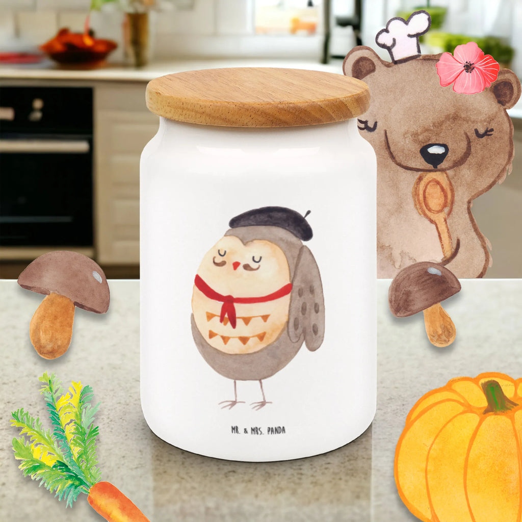 Storage jar Owl France snack jar, cookie jar, ceramic jar, bulk food storage, airtight container, kitchen storage solutions, storage jar, canister, pantry storage, food storage container, treat jar, kitchen canister, preservative jar, owl, forest animal, bird, nocturnal, gift ideas, birthday present, illustrated, funny, romantic gift, owl decor, Say French, Owls, hibou, Owl, Say beautiful, France, Owl decoration, Life is beautiful, La vie est belle