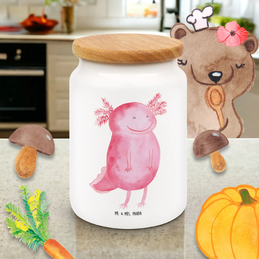 Storage jar axolotl Happy cookie jar, food storage container, bulk food storage, preservative jar, snack jar, canister, pantry storage, airtight container, ceramic jar, kitchen storage solutions, storage jar, kitchen canister, treat jar, Axolotl, Axelotl, marine animals, Mexican walking fish, salamander, axolot, good mood, motivation, amphibian, axolotl, tail