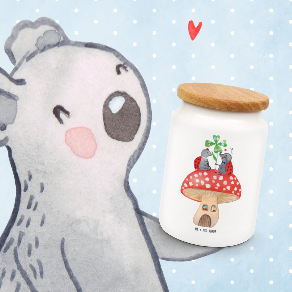 Storage jar ladybug toadstool cookie jar, kitchen storage solutions, kitchen canister, treat jar, canister, pantry storage, preservative jar, ceramic jar, bulk food storage, snack jar, food storage container, airtight container, storage jar, small animals, cute, funny, cute animal motives, hand drawn, small world, funny sayings, good mood, happy, gifts, gift ideas, special gifts, animal lover, card, flat, toadstool, house of fleshy fungi, ladybird, at home, house