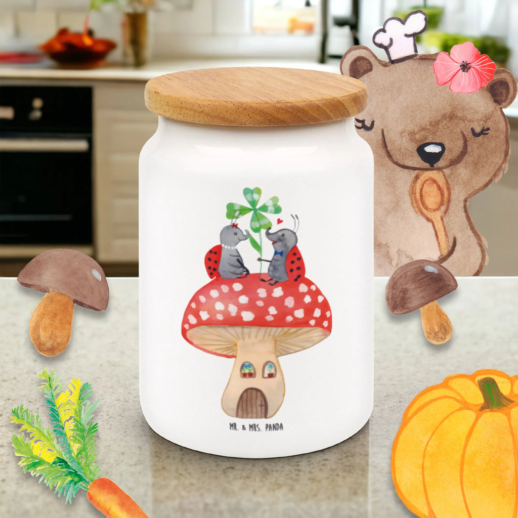 Storage jar ladybug toadstool cookie jar, kitchen storage solutions, kitchen canister, treat jar, canister, pantry storage, preservative jar, ceramic jar, bulk food storage, snack jar, food storage container, airtight container, storage jar, small animals, cute, funny, cute animal motives, hand drawn, small world, funny sayings, good mood, happy, gifts, gift ideas, special gifts, animal lover, card, flat, toadstool, house of fleshy fungi, ladybird, at home, house