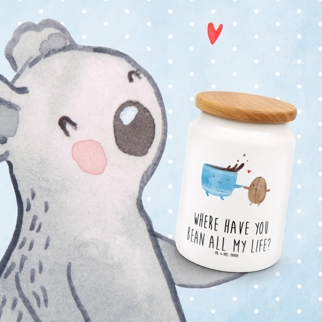 Storage jar Coffee Bean bulk food storage, canister, cookie jar, kitchen storage solutions, pantry storage, airtight container, ceramic jar, storage jar, snack jar, preservative jar, food storage container, kitchen canister, treat jar, small animals, cute, funny, cute animal motives, hand drawn, small world, funny sayings, good mood, happy, gifts, gift ideas, special gifts, animal lover, card, Coffee, satisfaction, happiness, pleasure, coffee bean