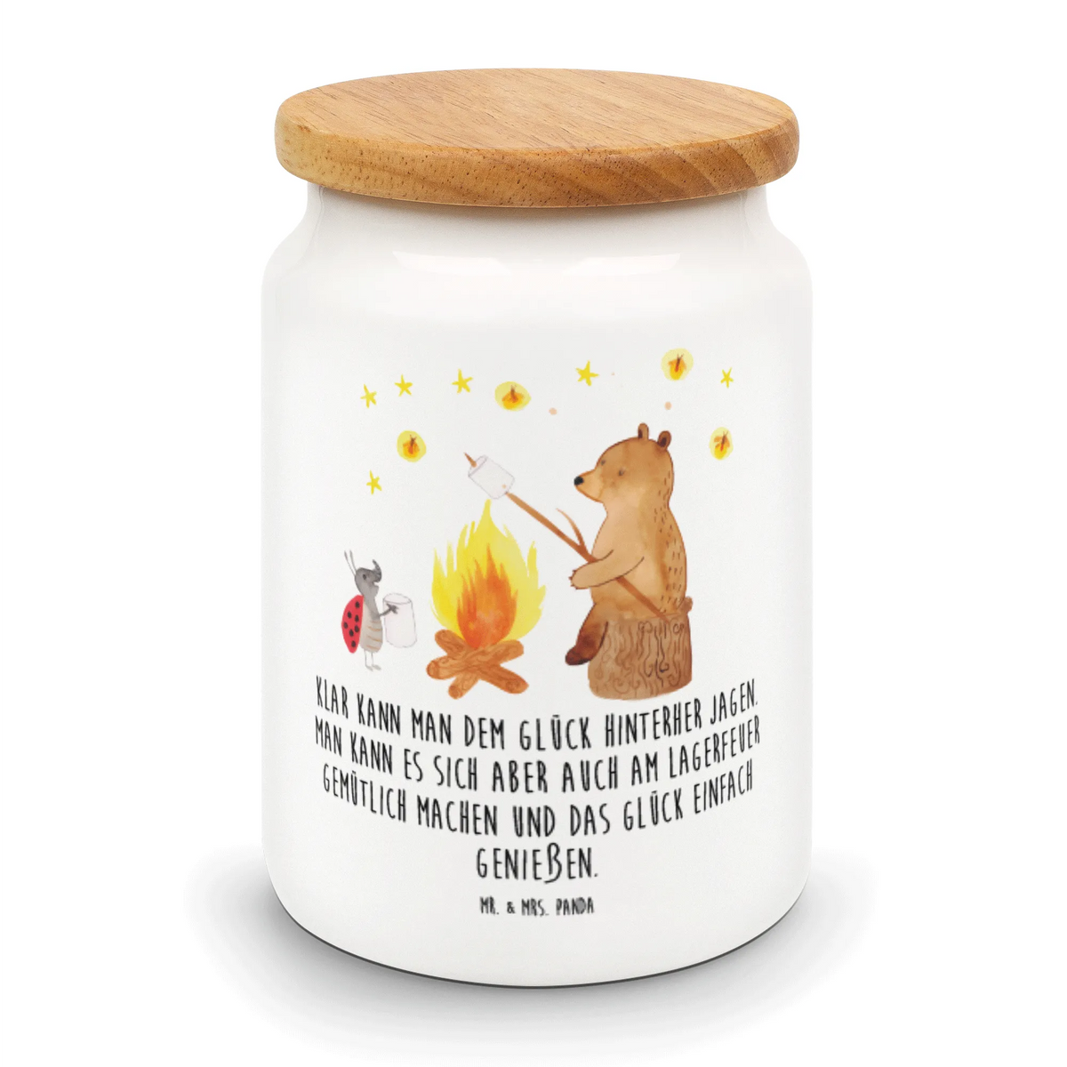 Storage jar Bear & Ladybird campfire canister, snack jar, cookie jar, airtight container, bulk food storage, kitchen storage solutions, preservative jar, pantry storage, ceramic jar, kitchen canister, treat jar, food storage container, storage jar, bear, teddy, teddy bear, cuddly toy, Campfire