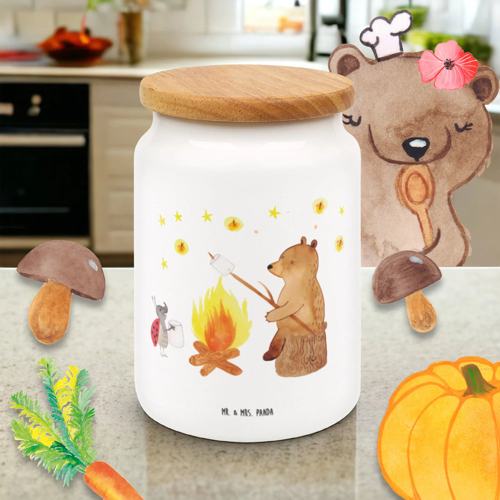 Storage jar Bear & Ladybird campfire canister, snack jar, cookie jar, airtight container, bulk food storage, kitchen storage solutions, preservative jar, pantry storage, ceramic jar, kitchen canister, treat jar, food storage container, storage jar, bear, teddy, teddy bear, cuddly toy, Campfire
