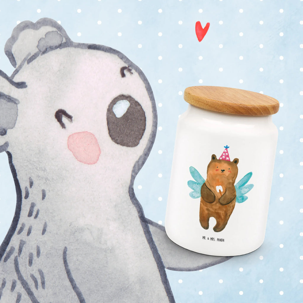 Storage jar bear tooth fairy canister, ceramic jar, kitchen canister, storage jar, kitchen storage solutions, airtight container, food storage container, treat jar, snack jar, preservative jar, bulk food storage, pantry storage, cookie jar, bear, teddy, teddy bear, cuddly toy, milk tooth, first tooth, fairy, Tooth fairy