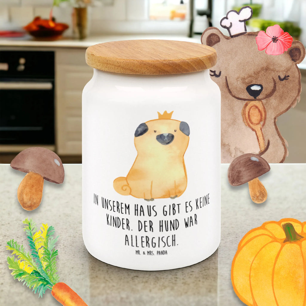 Pojemnik na żywność mops korona Pies, motyw psa, zwierzę domowe, rasa psa, miłośnik zwierząt, właściciel psa, powiedzenia