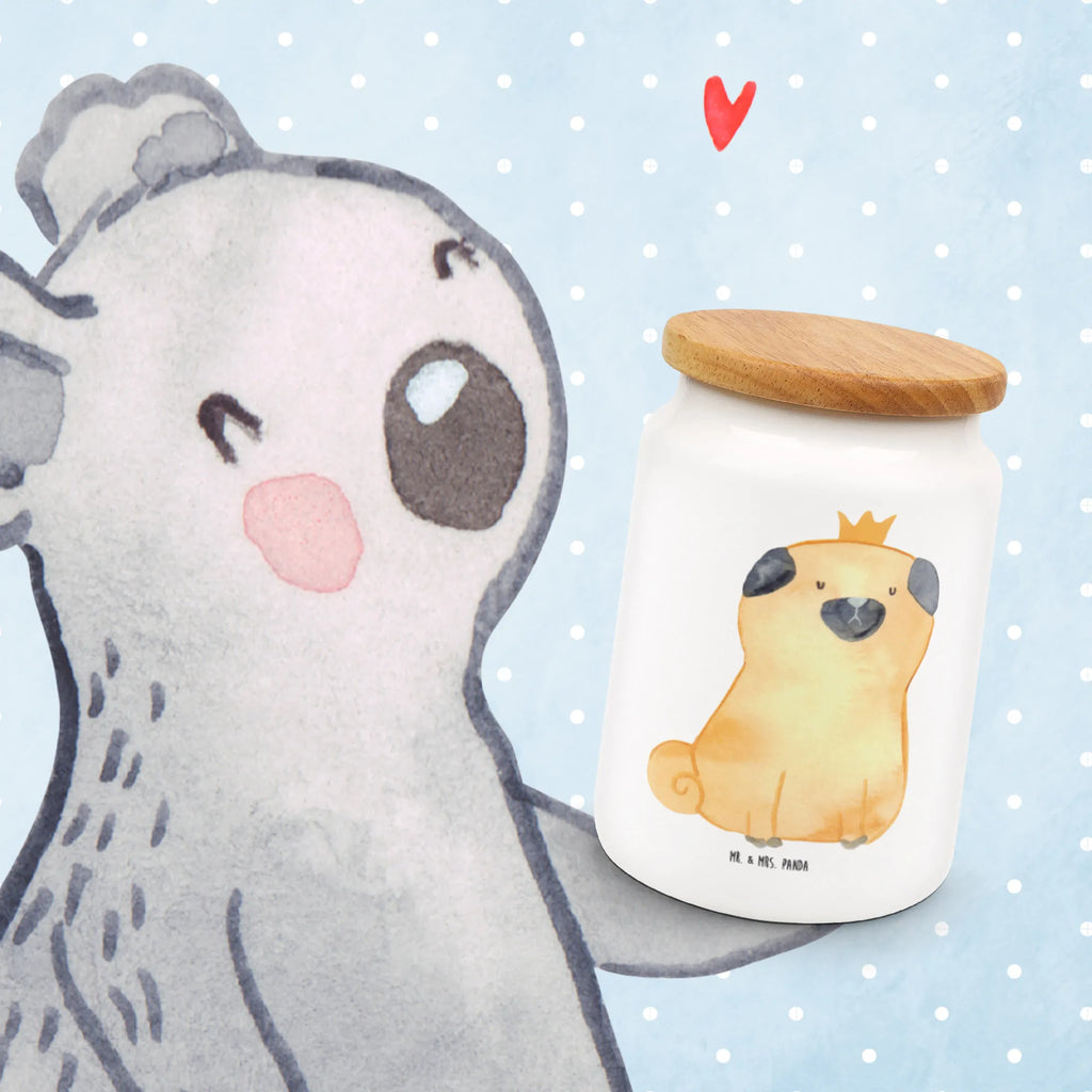 Pojemnik na żywność mops korona Pies, motyw psa, zwierzę domowe, rasa psa, miłośnik zwierząt, właściciel psa, powiedzenia