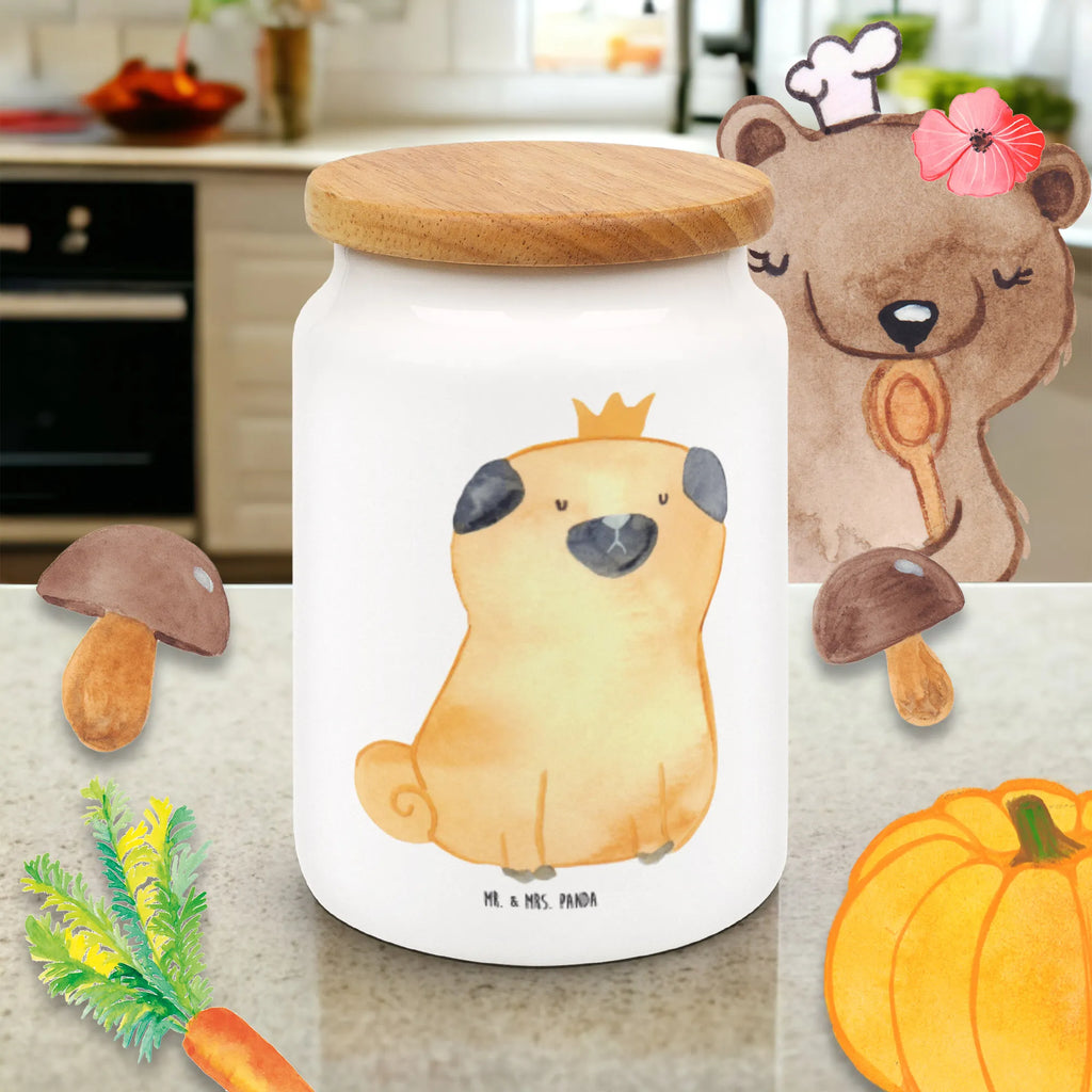 Pojemnik na żywność mops korona Pies, motyw psa, zwierzę domowe, rasa psa, miłośnik zwierząt, właściciel psa, powiedzenia