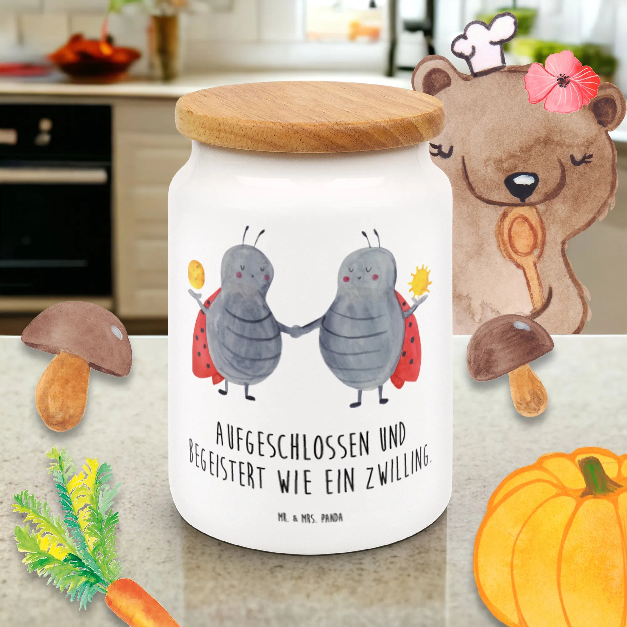 Vorratsdose Sternzeichen Zwilling, Marienkäfer, Keksdose, Kaffeedose