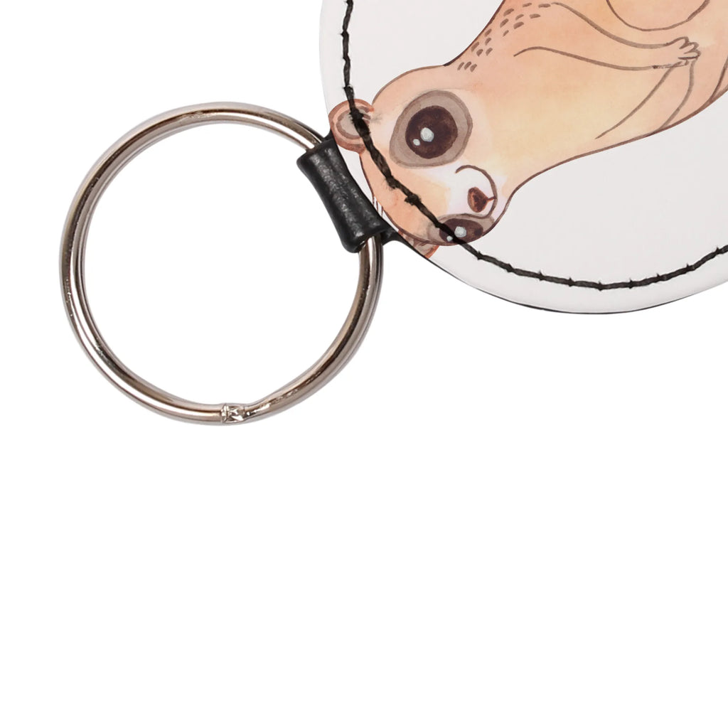 Round key ring Slow loris Happy Schlüsselaccessoire, mini schlüsselanhänger, schlüsselbund anhänger, Schlüsselanhänger, Taschenanhänger, Lustige Sprüche, Tiere, Tiermotive, Gute Laune, Niedlich, Plumplori, Glück
