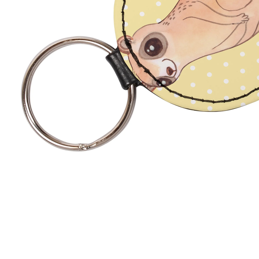 Round key ring Slow loris Happy Schlüsselaccessoire, mini schlüsselanhänger, schlüsselbund anhänger, Schlüsselanhänger, Taschenanhänger, Lustige Sprüche, Tiere, Tiermotive, Gute Laune, Niedlich, Plumplori, Glück