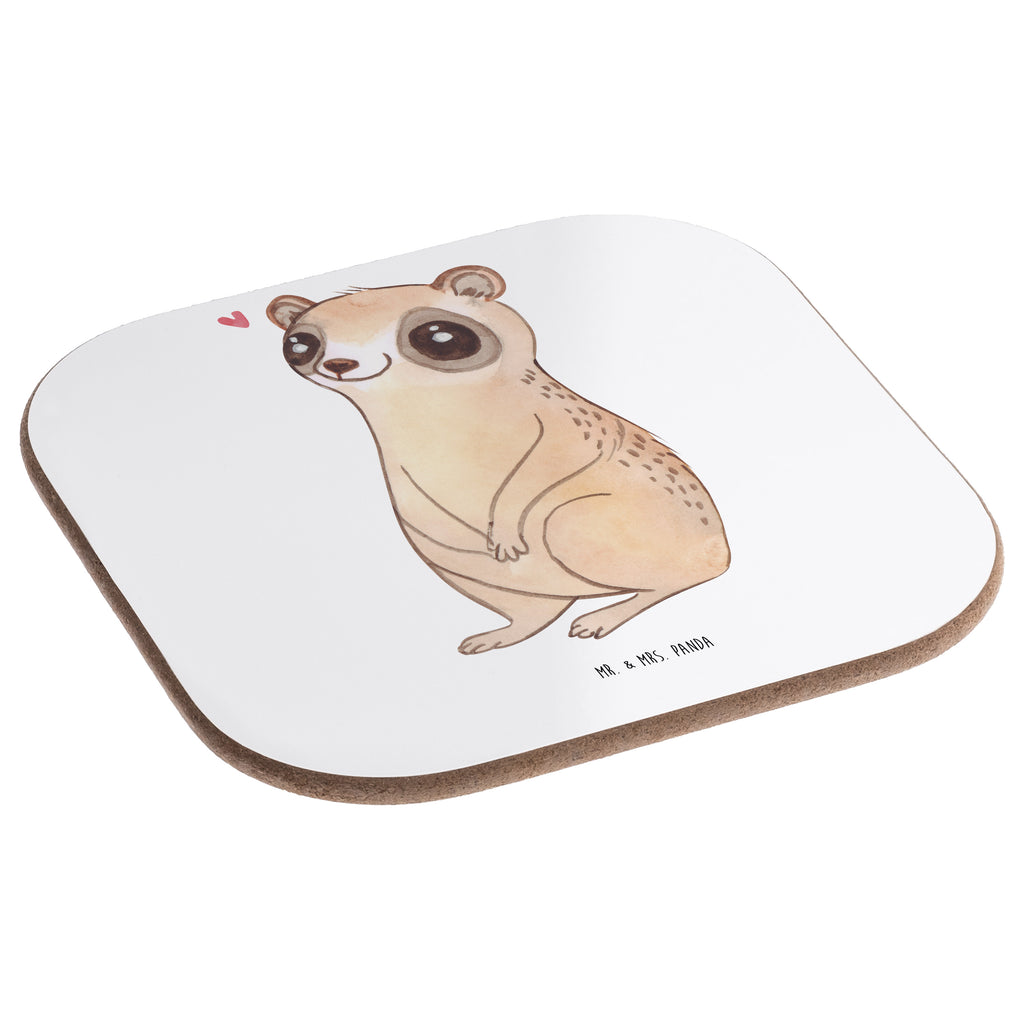 Square coaster Slow loris Happy gifts, presents, breakfast, glass coasters, Coasters, party, gift, small animals, cute, funny, cute animal motives, hand drawn, small world, funny sayings, good mood, happy, gift ideas, special gifts, animal lover, card