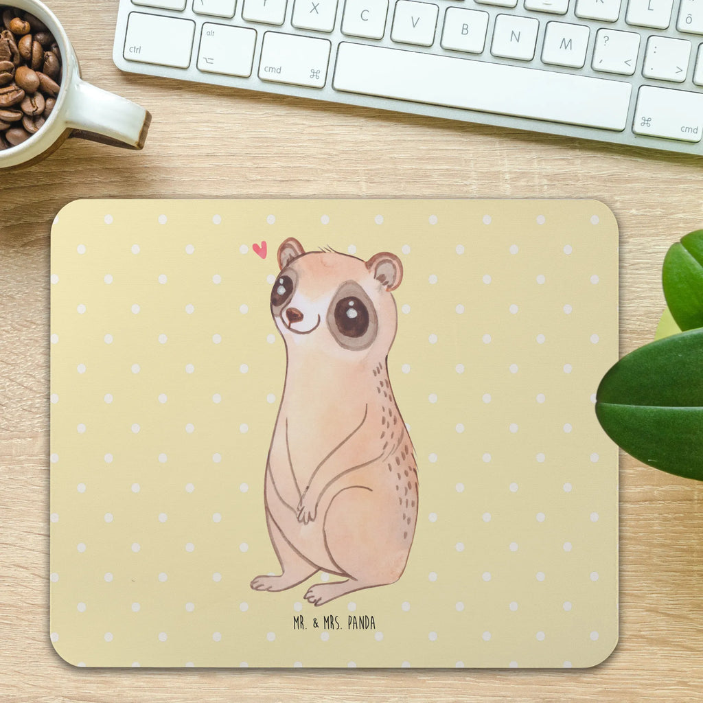 Mouse mat Slow loris Happy Büroausstattung, Einzigartiges Mauspad, Arbeitszimmer, Mauspad Büro, Designer Mauspad, PC Zubehör, Mausunterlage, Computer zubehör, Mousepad, Mauspad, Tiermotive, Gute Laune, lustige Sprüche, Tiere, Glück, Plumplori, Niedlich