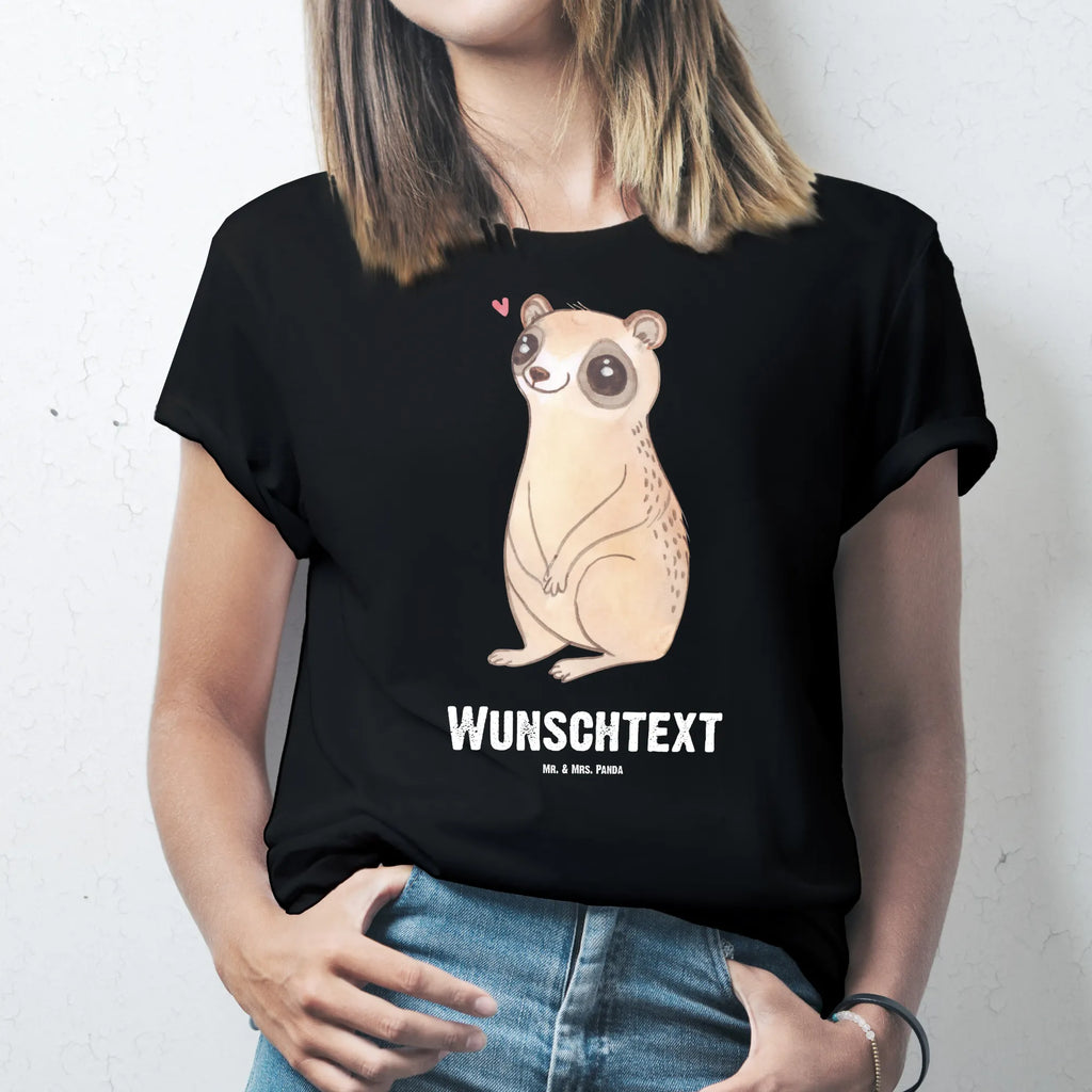 Personalised T-Shirt Slow loris Happy T-Shirt Personalisiert, T-Shirt mit Aufruck, T-Shirt mit Namen, Gute Laune, Lustige Sprüche, Tiere, Tiermotive, Niedlich, Glück, Plumplori