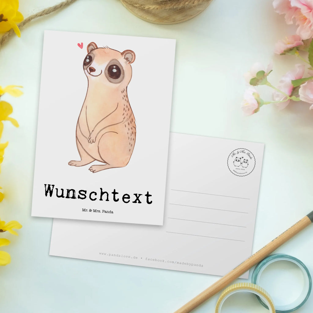 Personalised postcard Slow loris Happy Geschenkkarte mit Namen, Einladung mit Wunschtext, Karte mit Wunschtext, Postkarte mit Wunschtext, Geschenkkarte mit Wunschtext, Postkarte personalisierbar, Karte mit Namen, Ansichtskarte mit Namen, Grußkarte mit Namen, Postkarte mit Namen, Grußkarte mit Wunschtext, Postkarte bedrucken, Einladung mit Namen, Ansichtskarte mit Wunschtext, Tiermotive, Gute Laune, lustige Sprüche, Tiere, Plumplori, Niedlich, Glück