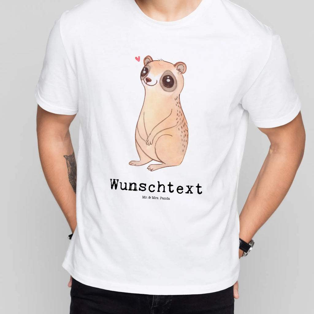 Personalised T-Shirt Slow loris Happy T-Shirt Personalisiert, T-Shirt mit Aufruck, T-Shirt mit Namen, Gute Laune, Lustige Sprüche, Tiere, Tiermotive, Niedlich, Glück, Plumplori