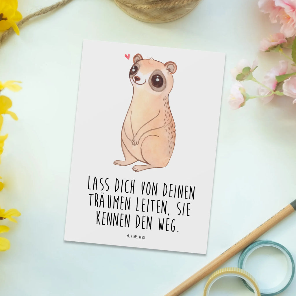 Postcard Slow loris Happy einzelkarte, Fotokarte, Grußkarte, Motivkarte, kunstkarte, Ansichtskarte, spruchkarte, Postkarten, bildkarte, Kunstkarten, Ansichtskarten, Postkarte, Designkarte, Tiere, Tiermotive, Gute Laune, Lustige Sprüche, Plumplori, Glück, Niedlich