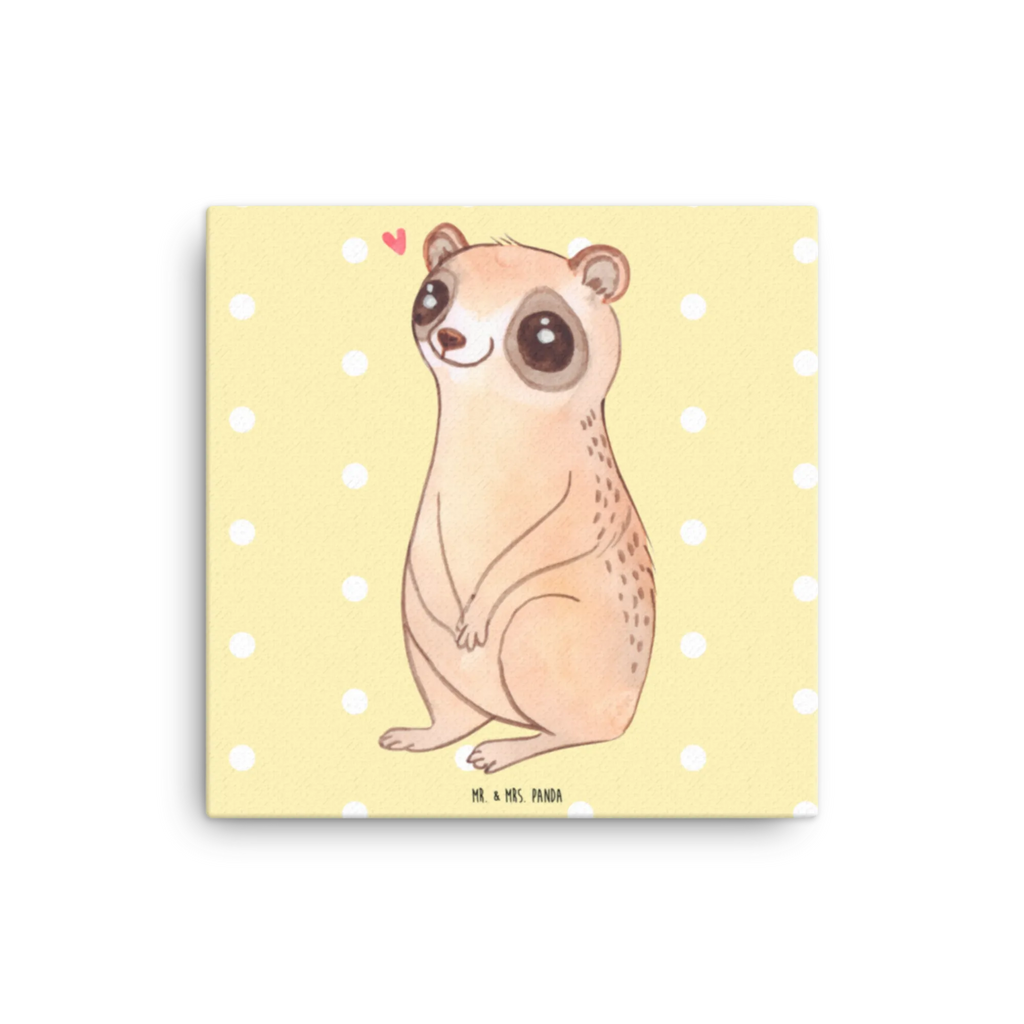 Canvas picture Slow loris Happy Leinwand, Kunstdruck, Tiere, Tiermotive, Lustige Sprüche, Gute Laune, Plumplori, Glück, Niedlich