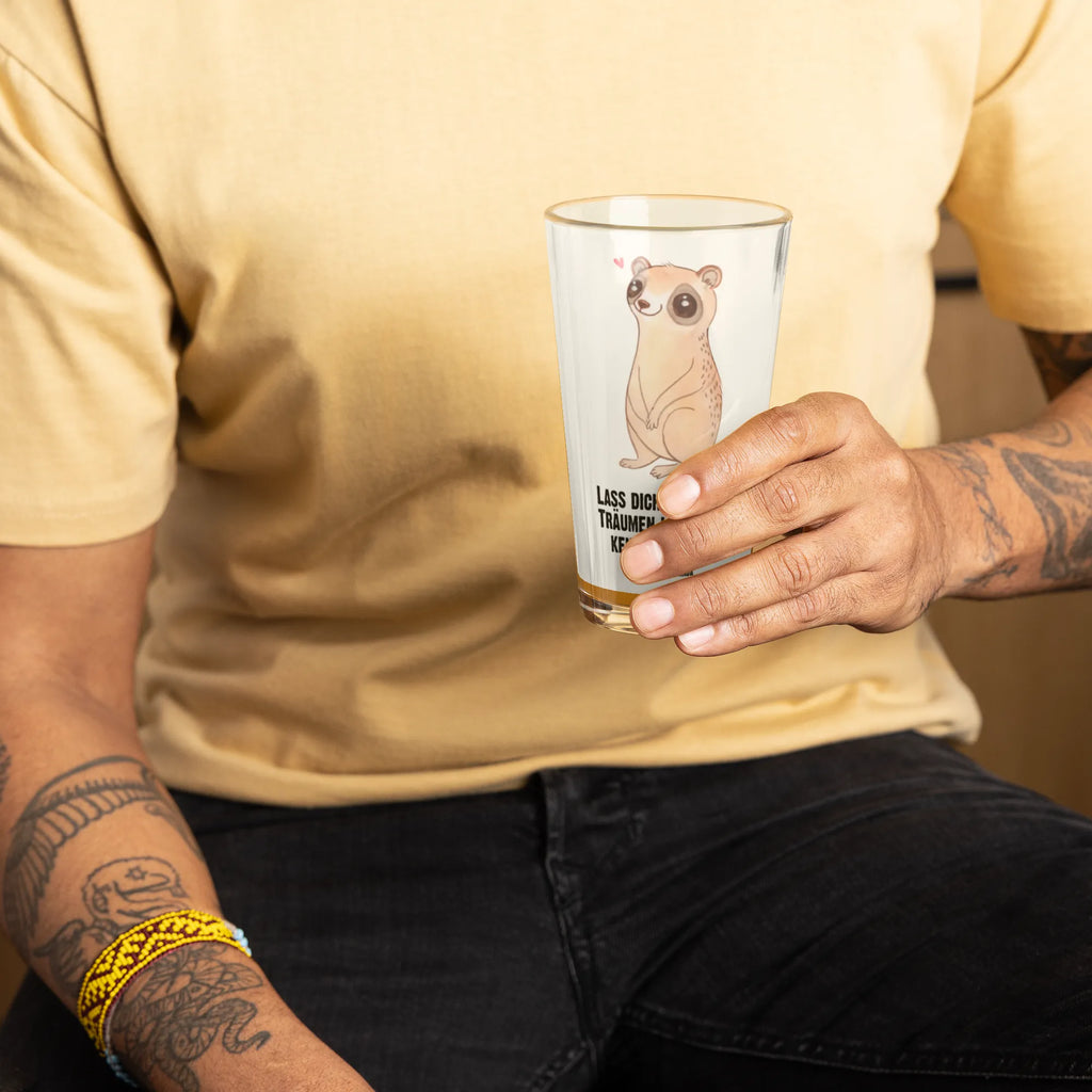 Premium drinking glass Slow loris Happy lead-free crystal glass, dishwasher safe glass, barware, glass, tumbler, pint glass, premium glassware, luxury drinking glass, water glass, beer glass, drinking glass, stemware, cocktail glass, highball glass, small animals, cute, funny, cute animal motives, hand drawn, small world, funny sayings, good mood, happy, gifts, gift ideas, special gifts, animal lover, card