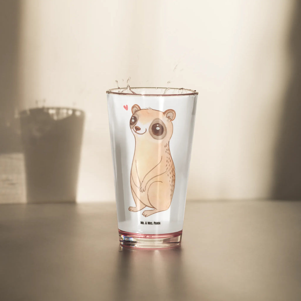 Premium drinking glass Slow loris Happy lead-free crystal glass, dishwasher safe glass, barware, glass, tumbler, pint glass, premium glassware, luxury drinking glass, water glass, beer glass, drinking glass, stemware, cocktail glass, highball glass, small animals, cute, funny, cute animal motives, hand drawn, small world, funny sayings, good mood, happy, gifts, gift ideas, special gifts, animal lover, card