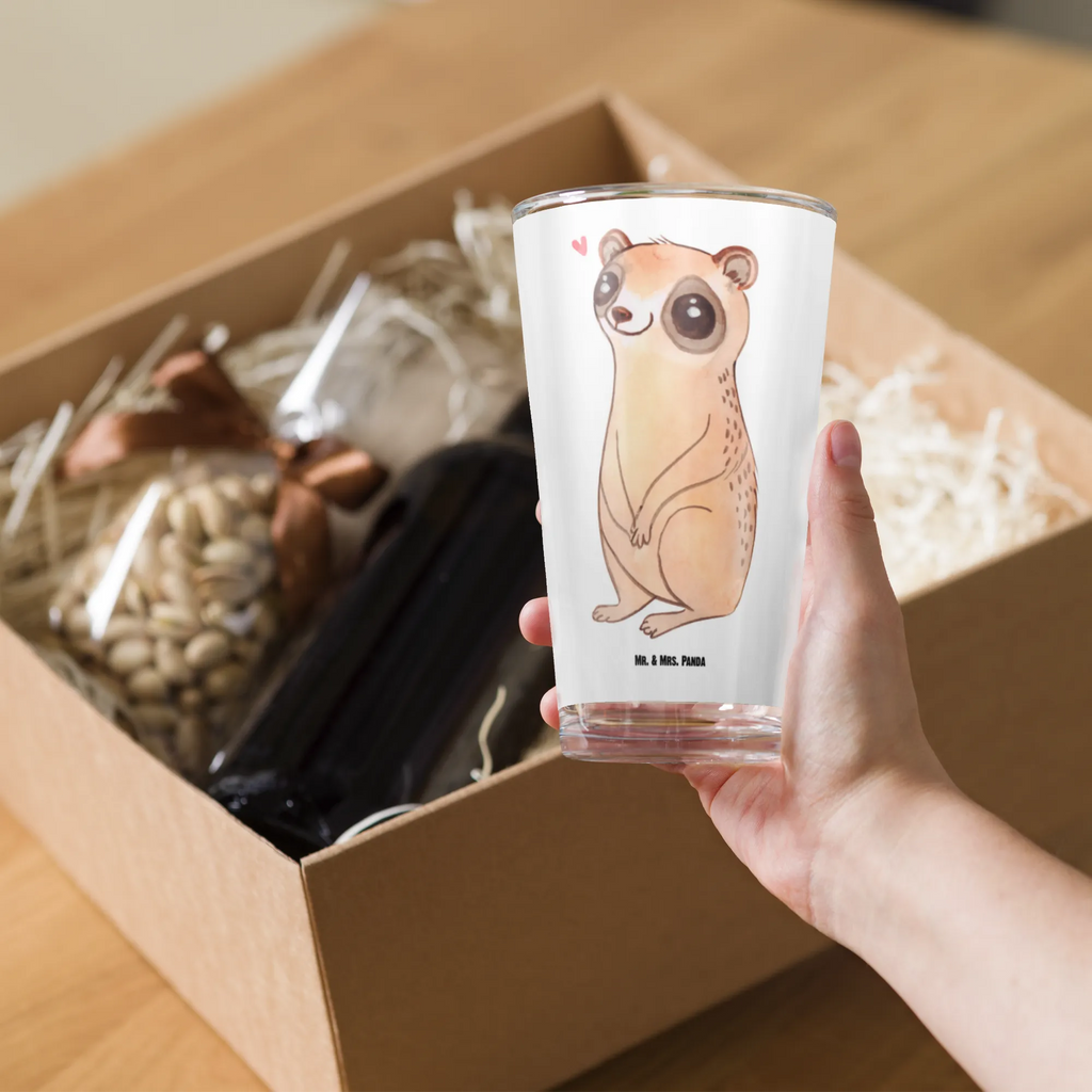 Premium drinking glass Slow loris Happy lead-free crystal glass, dishwasher safe glass, barware, glass, tumbler, pint glass, premium glassware, luxury drinking glass, water glass, beer glass, drinking glass, stemware, cocktail glass, highball glass, small animals, cute, funny, cute animal motives, hand drawn, small world, funny sayings, good mood, happy, gifts, gift ideas, special gifts, animal lover, card