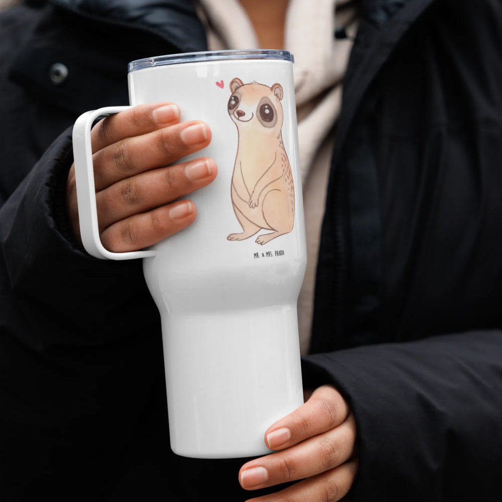 XXL thermal mug Slow loris Happy Großer Thermobecher, Thermobecher, XL Reisetasse, XL Thermobecher, Jumbo Becher, Reisebecher, Autobecher, Tiermotive, Gute Laune, lustige Sprüche, Tiere, Niedlich, Plumplori, Glück