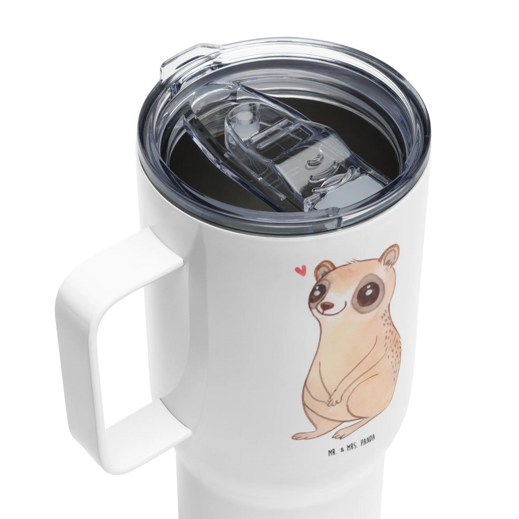 XXL thermal mug Slow loris Happy Großer Thermobecher, Thermobecher, XL Reisetasse, XL Thermobecher, Jumbo Becher, Reisebecher, Autobecher, Tiermotive, Gute Laune, lustige Sprüche, Tiere, Niedlich, Plumplori, Glück