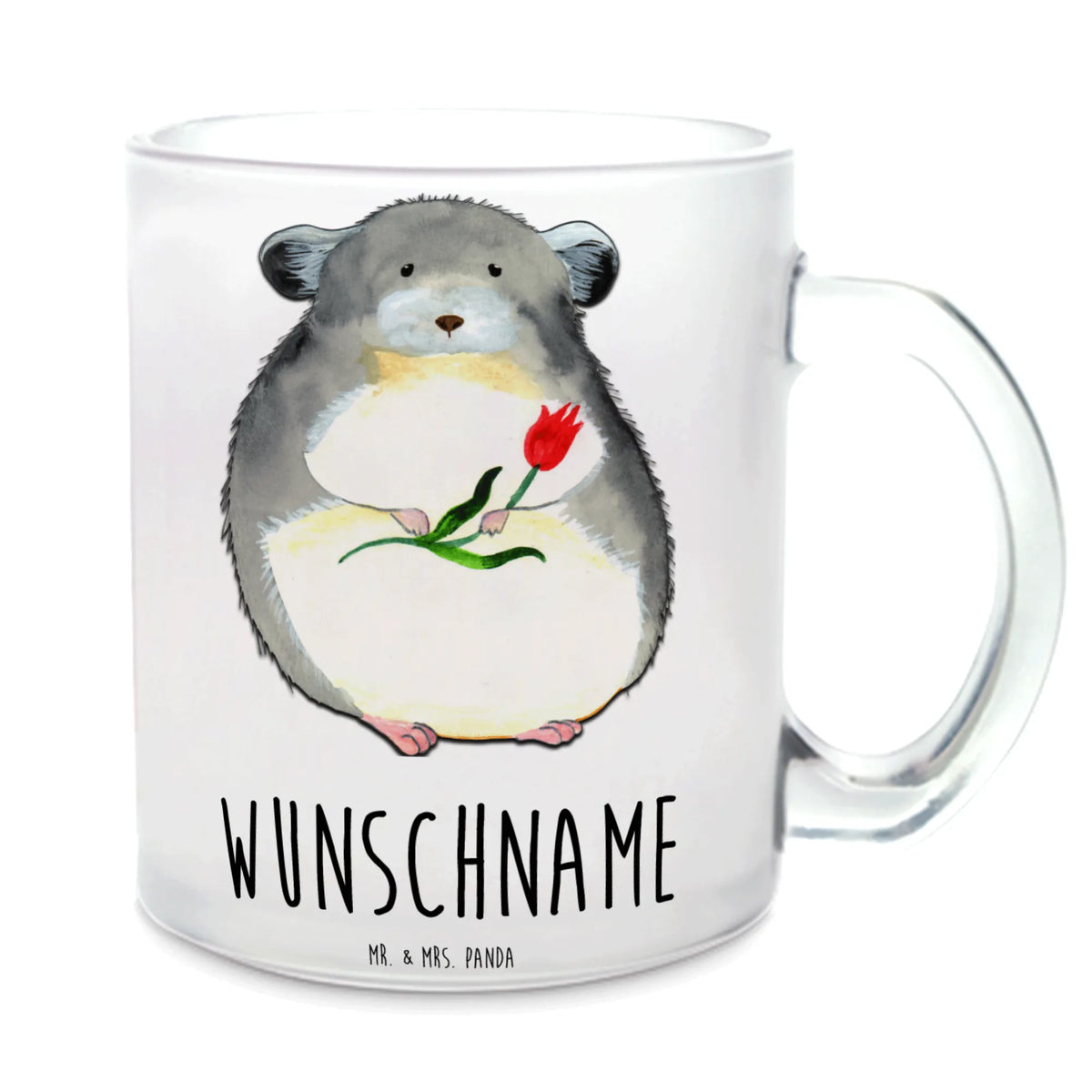 Personalized Tea Cup chinchilla flower card, gift ideas, gifts, small animals, cute, cute animal motives, hand drawn, funny sayings, good mood, special gifts, animal lover, office life, grief, being sad, heartache