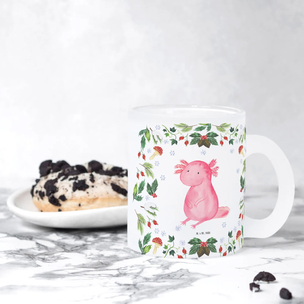 Glass tea cup axolotl Happy tea glass, mug, tea, glass, Tea cup, Winter, Christmas, Christmas time, snow