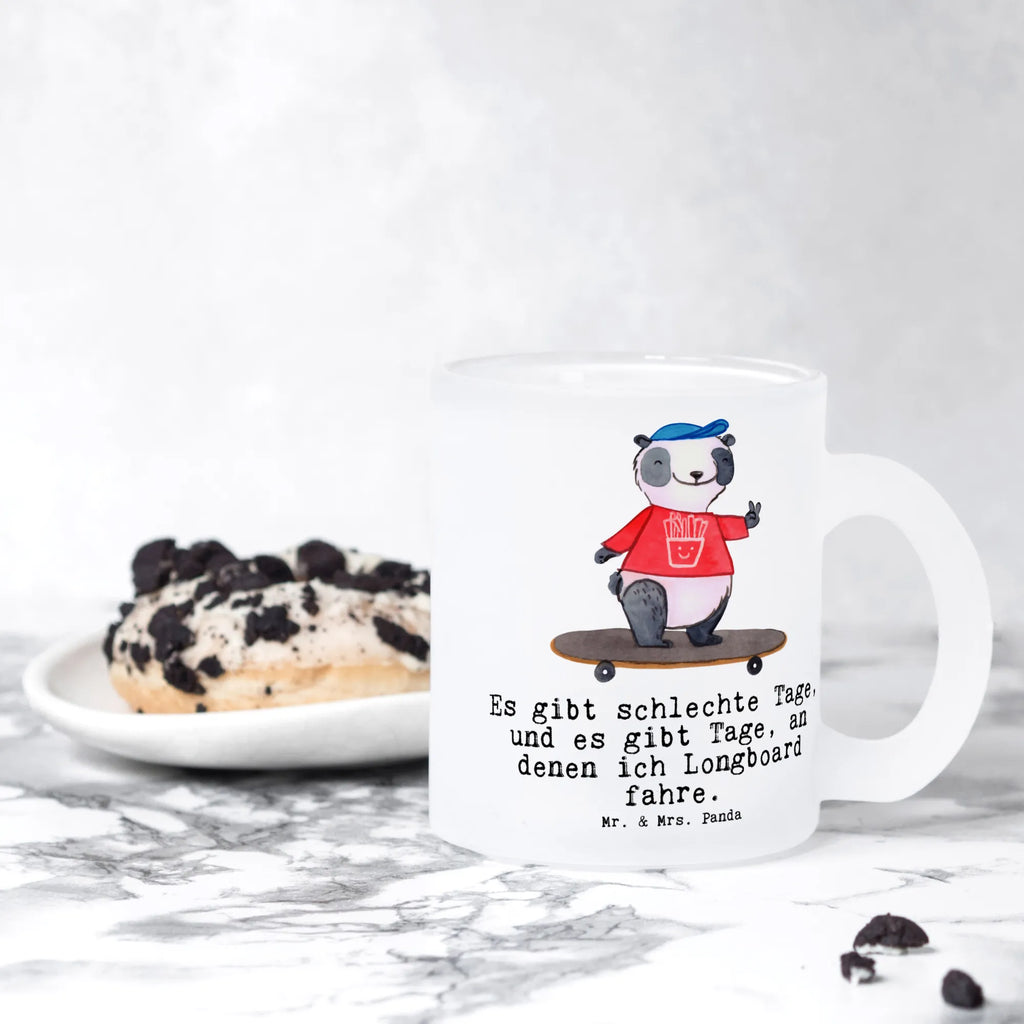 Glass tea cup panda ride a longboard tea, Tea cup, tea glass, mug, glass, Gift, sport, hobby, giving, thank you, award, profit, athlete, longboarding, skating