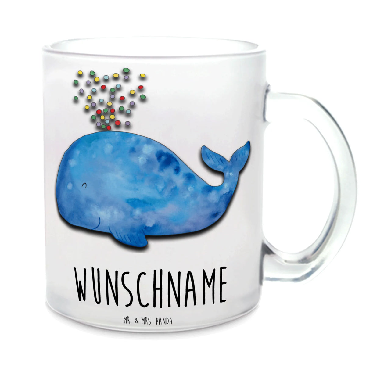 Spersonalizowana filiżanka do herbaty wieloryb konfetti Zwierzeta morskie, Morze, Wakacje