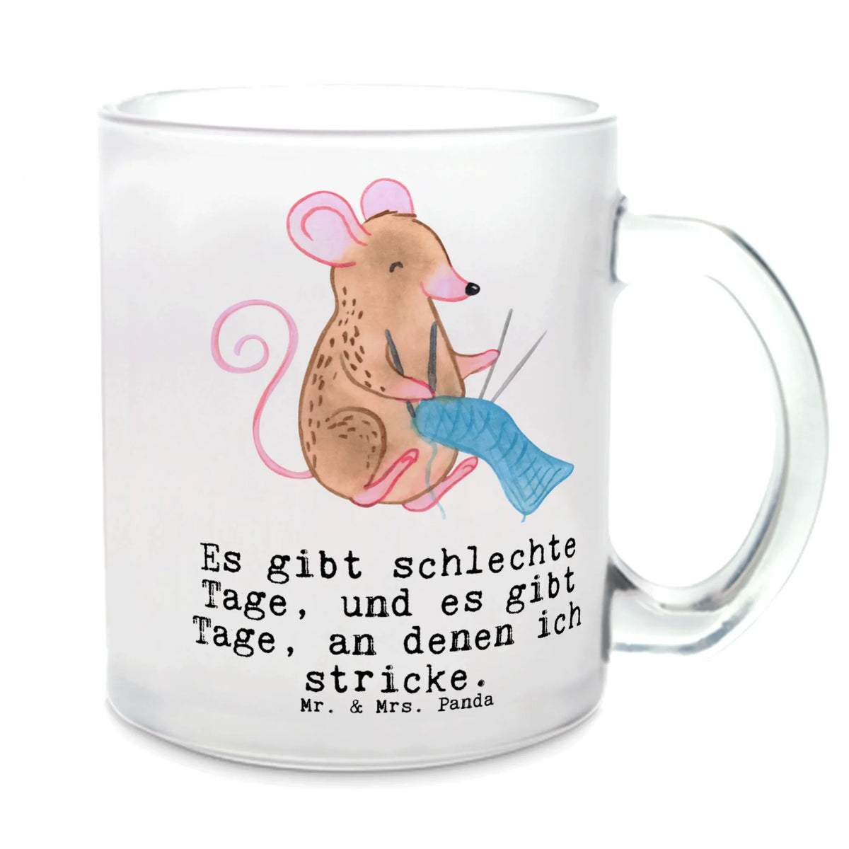 Teetasse Maus Stricken Trinkglas, Teetasse, Teetasse Glas, Teetasse aus Glas, glastasse, Tee Tasse, Glasbecher, Haferl, Motivtasse, Henkelbecher, Glas Teebecher, getränkeglas, Häferl, Pott, Henkeltasse, Kakaotasse, getränkebecher, Teeglas, Geschenk, Schenken, Sport, Sportart, Hobby, Danke, Dankeschön, Auszeichnung, Gewinn, Sportler, Stricken, DIY