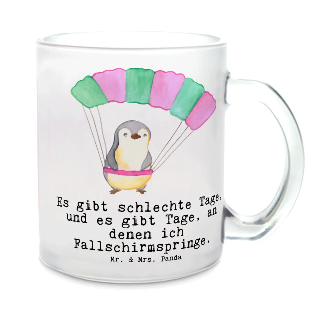 Glass tea cup penguin parachute jump Tea cup, glass, tea, mug, tea glass, Gift, sport, hobby, giving, thank you, award, profit, athlete, Skydiving, parachute jump, skydive