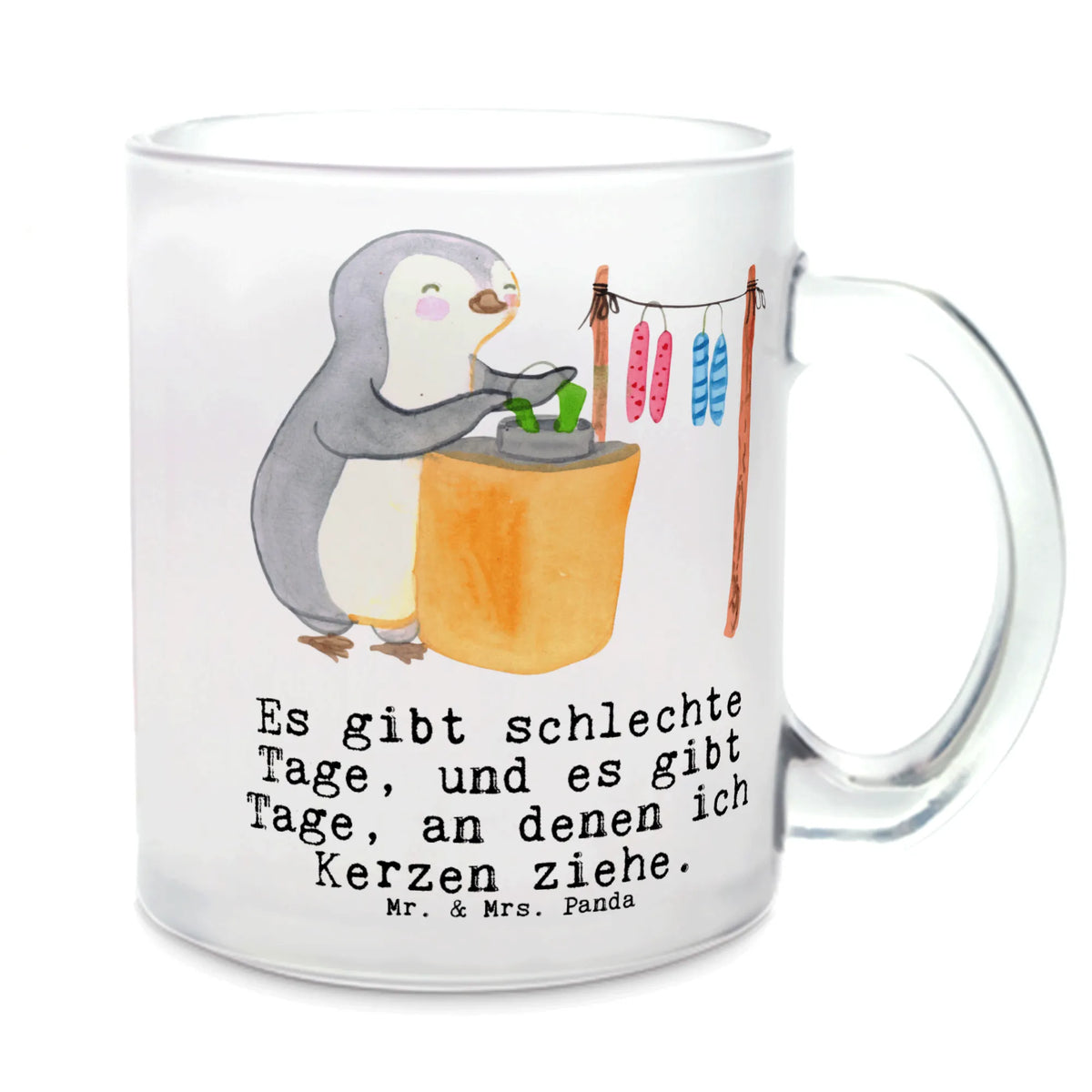Glass tea cup penguin candle making