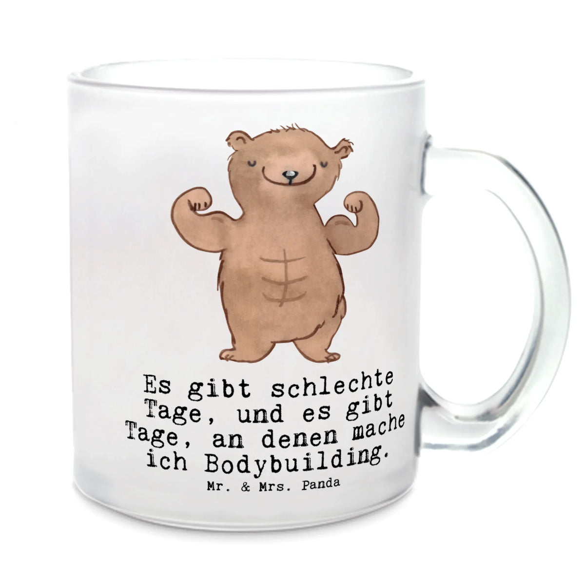 Glass tea cup bear body building tea glass, tea, mug, Tea cup, glass, Gift, sport, hobby, giving, thank you, award, profit, athlete, muscle mass, competitive sports, sports, Bodybuilding, body shaping