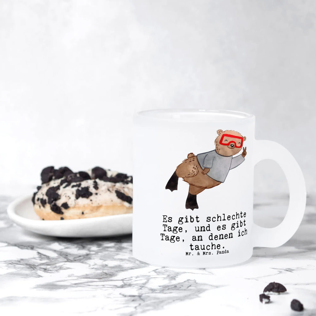 Glass tea cup bear Dive mug, Tea cup, glass, tea, tea glass, Gift, sport, hobby, giving, thank you, award, profit, athlete, diving, diving school, Diving, dive, snorkeling