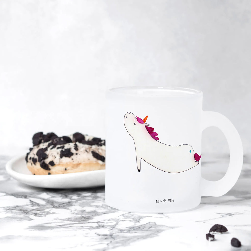 Glass tea cup unicorn yoga tea, glass, tea glass, Tea cup, mug, unicorn, unicorns, sports, mindfulness, funny, gift, Namaste, sweet, yoga, Unicorn, present, relaxation