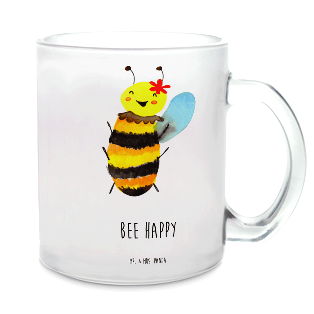 Teetasse Biene Happy Teetasse, Teeglas, Teebecher, Tasse mit Henkel, Tasse, Glas Teetasse, Teetasse aus Glas, Biene, Wespe, Hummel
