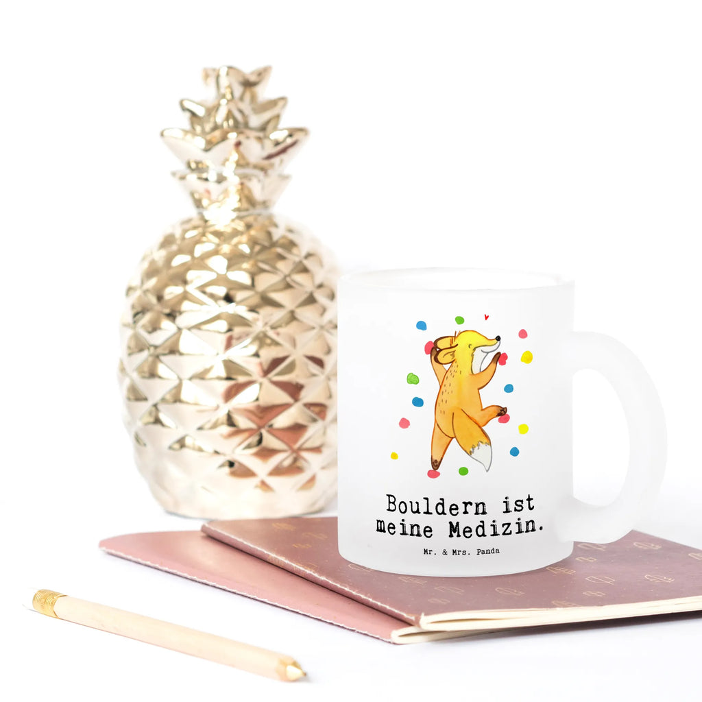 Glass tea cup Fox bouldering mug, tea glass, glass, Tea cup, tea, Gift, sport, hobby, giving, thank you, award, profit, athlete, climbing, climbing hall, bouldering, bouldering hall