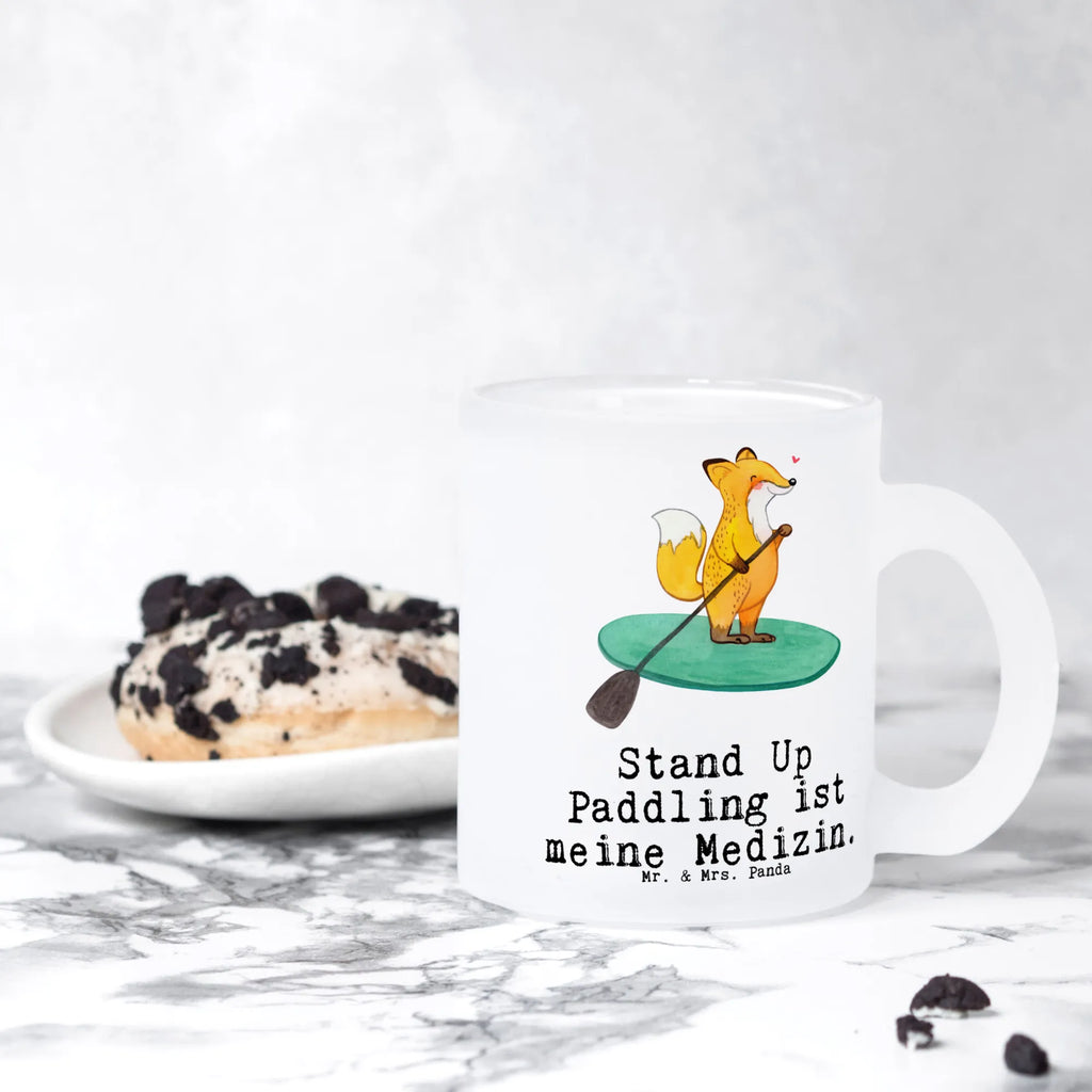 Glass tea cup Fox Stand up paddling tea, tea glass, Tea cup, mug, glass, Gift, sport, hobby, giving, thank you, award, profit, athlete, stand up paddle, Paddle Boarding, Stand Up Paddling, SUB, subben