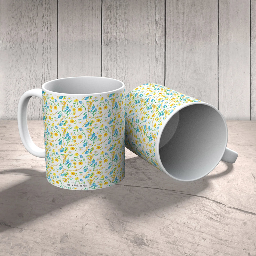 Tasse Frühlingserwachen Design Muster Tasse mit Zitaten, Kaffeetasse, Tasse, Tasse mit Motiven, Teetasse, Geschenktasse, Bürotasse, Keramiktasse, Porzellantasse, Aquarell, Natur, Muster, Blumenmädchen, Sommerblumen, Blumen, Wiese