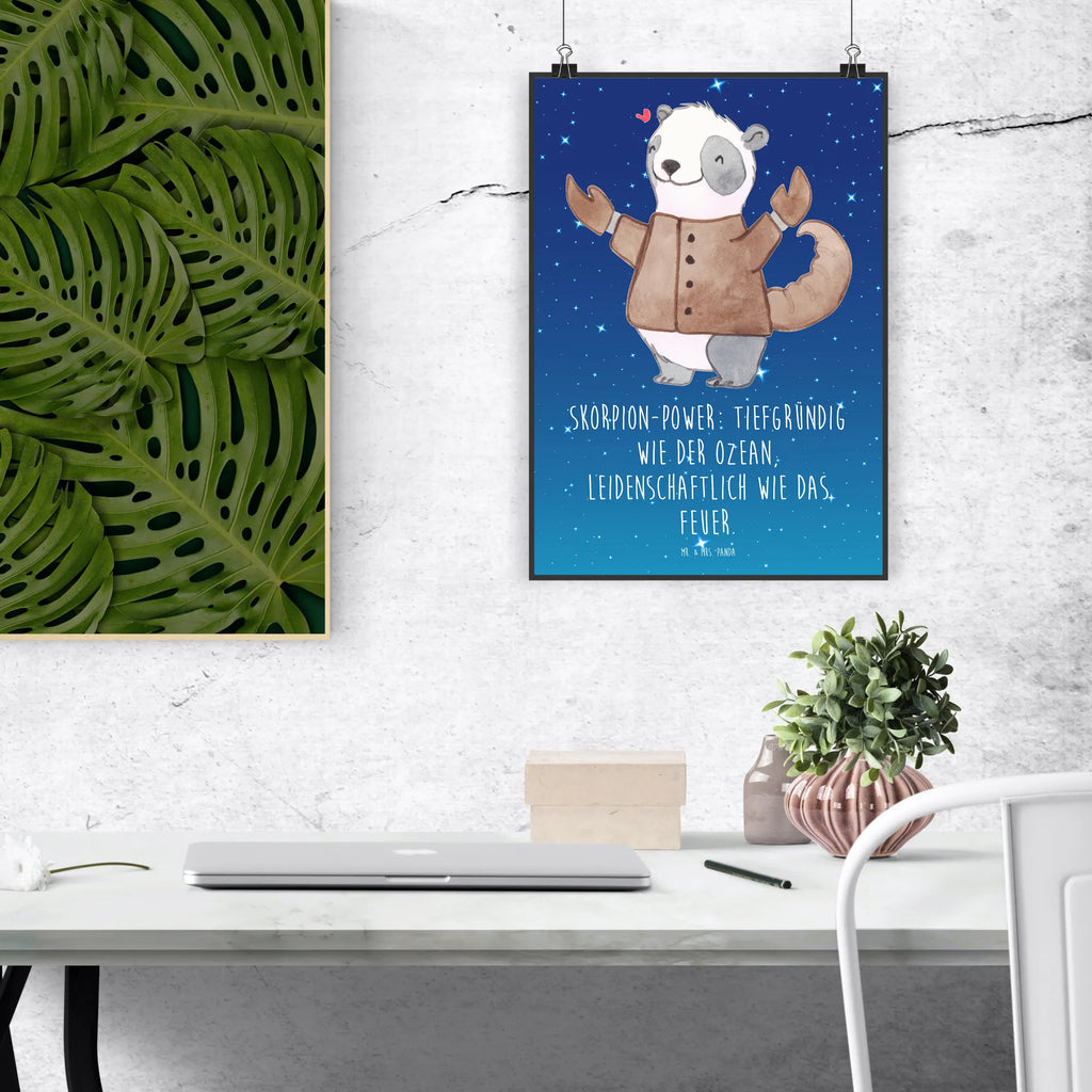 Poster Skorpion Astrologie Mr. & Mrs. Panda Poster, kunstposter, Wandposter, Posterdruck, Poster, Deko Bild, Designposter, Kunstdruck, Wandbild, wanddruck, Bild, drucke, kunstdruck poster, grafikposter, Wanddekoration, Wandschmuck, kunst für die wand, Plakat, wandkunst, Bild für Wand, wanddeko, Wanddeko Bild, Aszendent, Sternzeichen, Astrologie, Horoskop, Tierkreiszeichen, Skorpion, Geburtstagsgeschenk, Geschenk