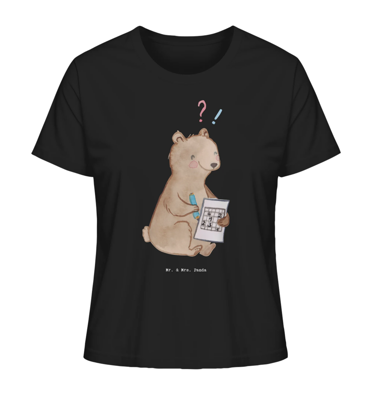 Women's Shirt bear solve riddles Gift, giving, athlete, thank you, profit, award, Solving puzzles, riddles, memory sports, memory training, solving crossword puzzles