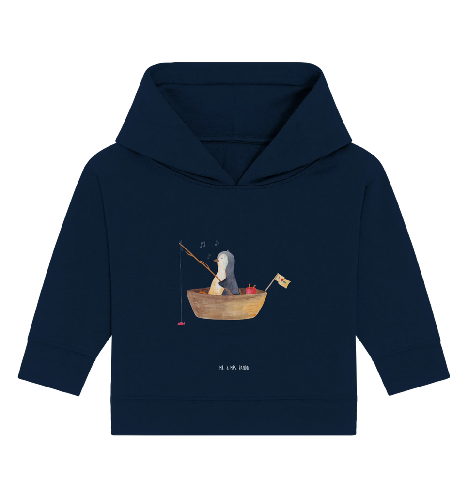 Organic Baby Hoodie Pinguin Angelboot Baby Kapuzenshirt, Baby Kapuzensweatshirt, Baby Hoodie, Baby Pullover, Pinguin, Angeln, Lebenslust, Neuanfang, Motivation, Boot, Trennung, Scheidung, genießen, Pinguine, Leben, Angelboot, Neustart, Geschenkidee Liebeskummer