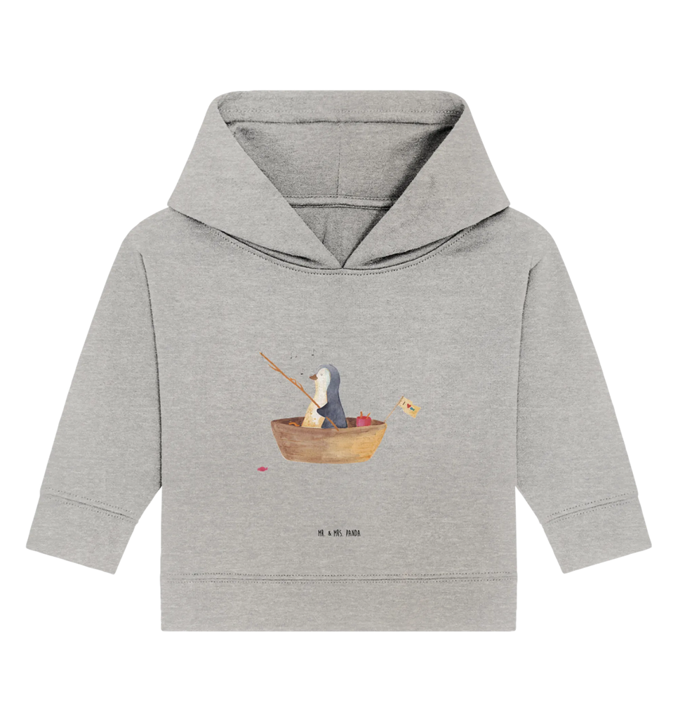 Organic Baby Hoodie Pinguin Angelboot Baby Kapuzenshirt, Baby Kapuzensweatshirt, Baby Hoodie, Baby Pullover, Pinguin, Angeln, Lebenslust, Neuanfang, Motivation, Boot, Trennung, Scheidung, genießen, Pinguine, Leben, Angelboot, Neustart, Geschenkidee Liebeskummer