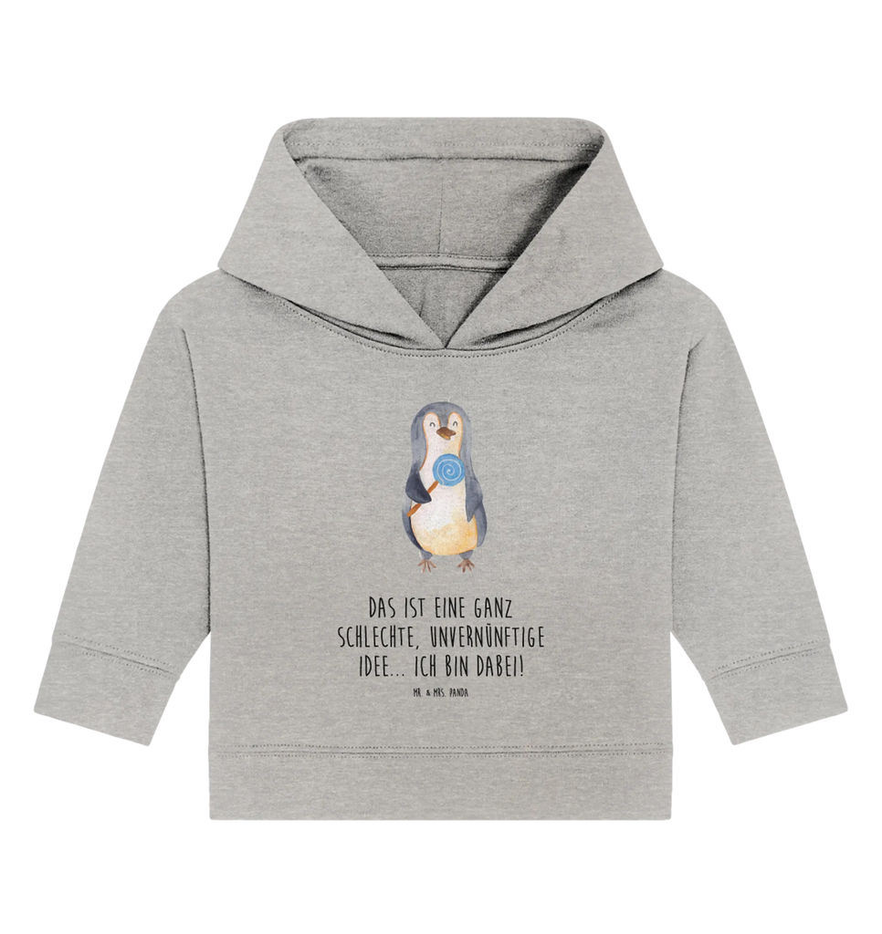 Organic Baby Hoodie Pinguin Lolli Baby Kapuzenshirt, Baby Pullover, Baby Kapuzensweatshirt, Baby Hoodie, Pinguin, Lolli, Pinguine, Rabauke, Ganove, Süßigkeiten, Spruch, Gauner, Blödsinn, Rebell
