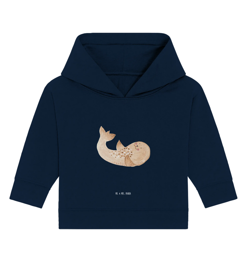 Organiczna bluza z kapturem dla niemowląt foka Leżeć Baby Hoodie, Baby Kapuzenshirt, Baby Pullover, Baby Kapuzensweatshirt, Tiermotive, Lustige Sprüche, Tiere, Gute Laune, Ostsee, Meerestier, Lachen, Seehund, Nordsee, Robben, Robbe, Strand, Freude