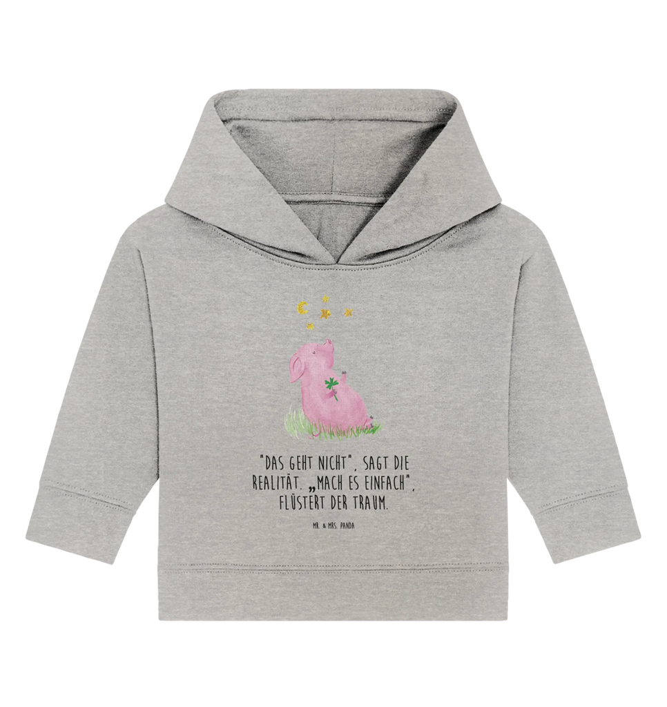 Organic Baby Hoodie Pig Luck Baby Kapuzenshirt, Baby Pullover, Baby Hoodie, Baby Kapuzensweatshirt, Tiermotive, Lustige Sprüche, Tiere, Gute Laune, Träume, Schwein, Motivation, Sernchen, Sterne, Glücksbringer, Ziele, Schweinchen, Glücksschwein. Glück